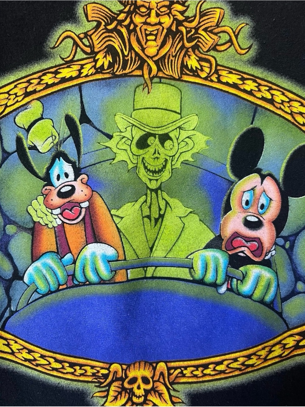 Disney Black Haunted Mansion Tee with Neon Green & Blue Graphic - Picture 8 of 8